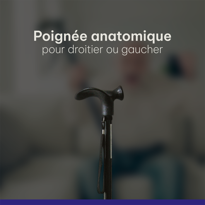 CANNE ANATOMIQUE NOIRE POIGNEE DROITE