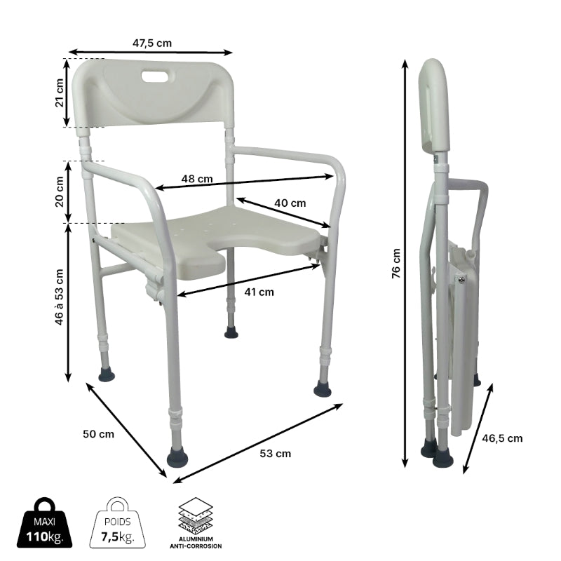 CHAISE DE DOUCHE PLIABLE TOBAGGO