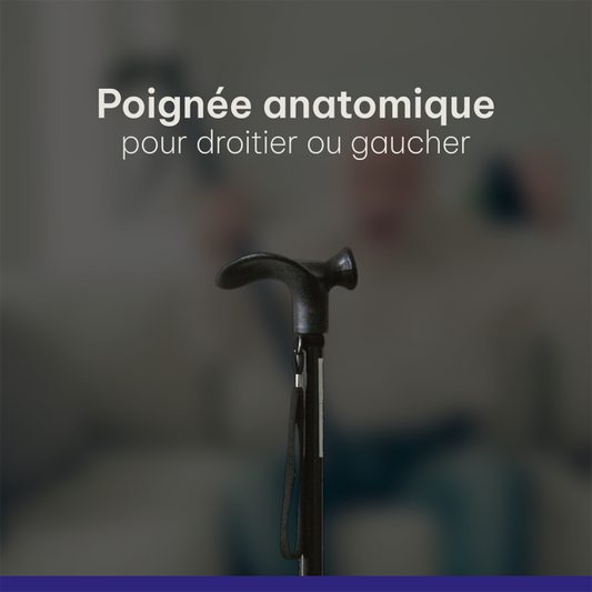 CANNE ANATOMIQUE NOIRE POIGNEE DROITE